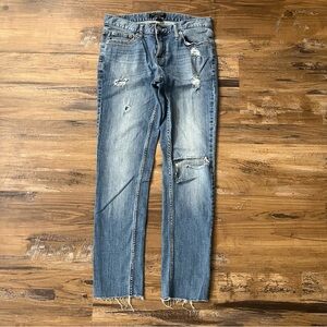 Banana Republic Light Blue Straight Cropped Distressed Womens Denim Jeans Pants